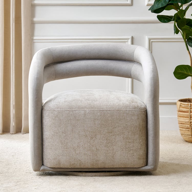 Vik Fabric Swivel Accent Chair - Greige