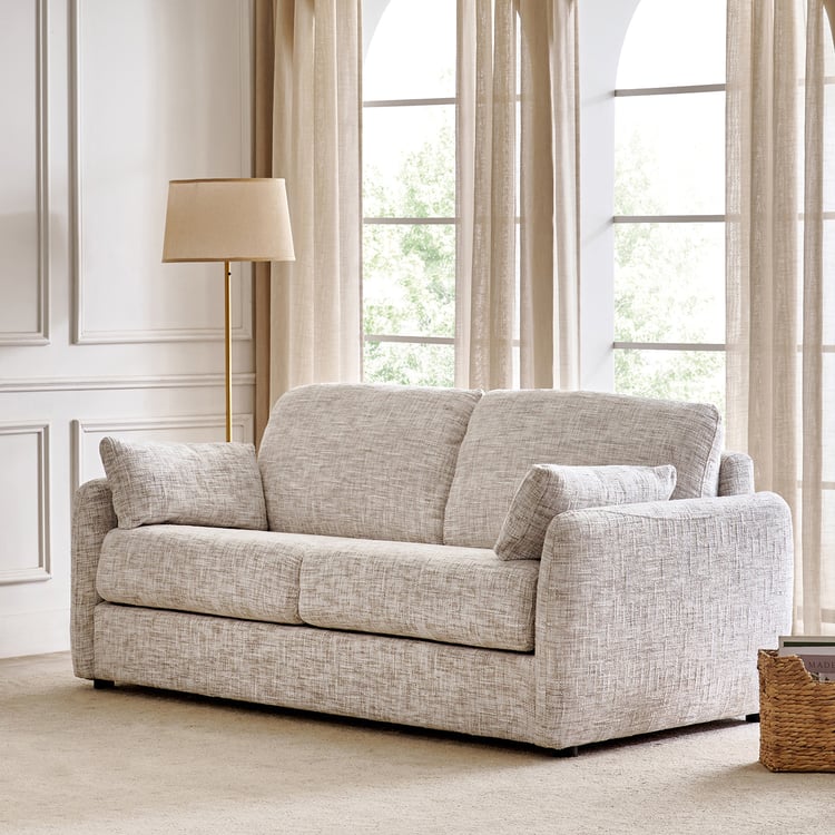 Canaria Fabric 2-Seater Sofa Bed with Cushions - Ivory