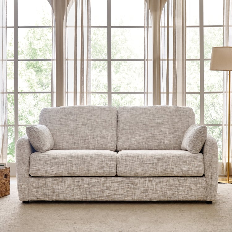 Canaria Fabric 2-Seater Sofa Bed with Cushions - Ivory