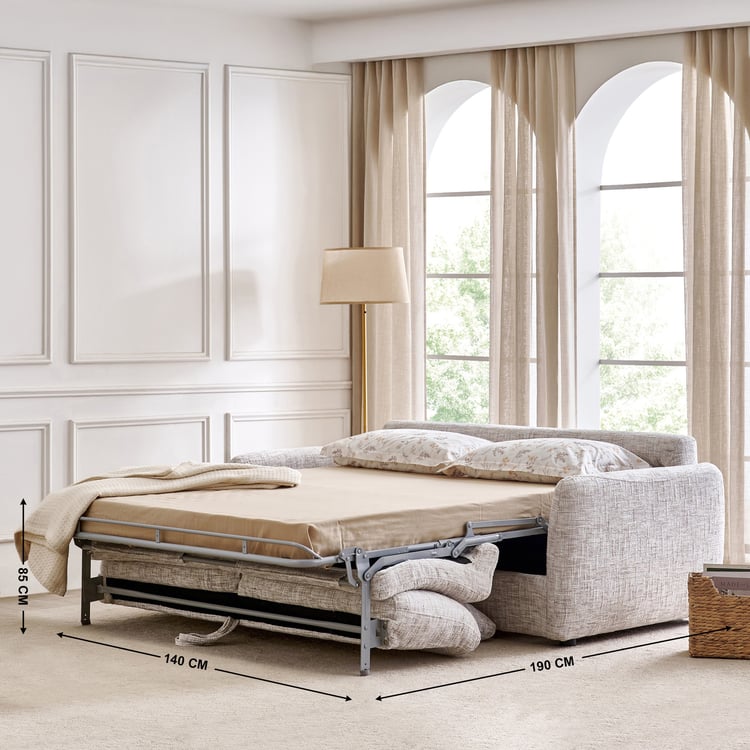 Canaria Fabric 2-Seater Sofa Bed with Cushions - Ivory