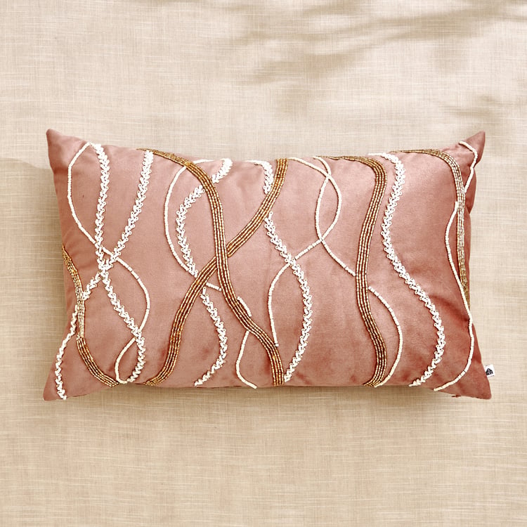 Monalisa Mocha Mousse Reverie Embroidered Filled Cushion - 50x30cm