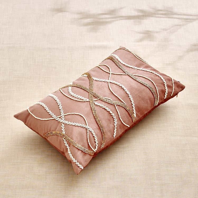 Monalisa Mocha Mousse Reverie Embroidered Filled Cushion - 50x30cm