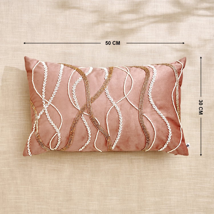 Monalisa Mocha Mousse Reverie Embroidered Filled Cushion - 50x30cm