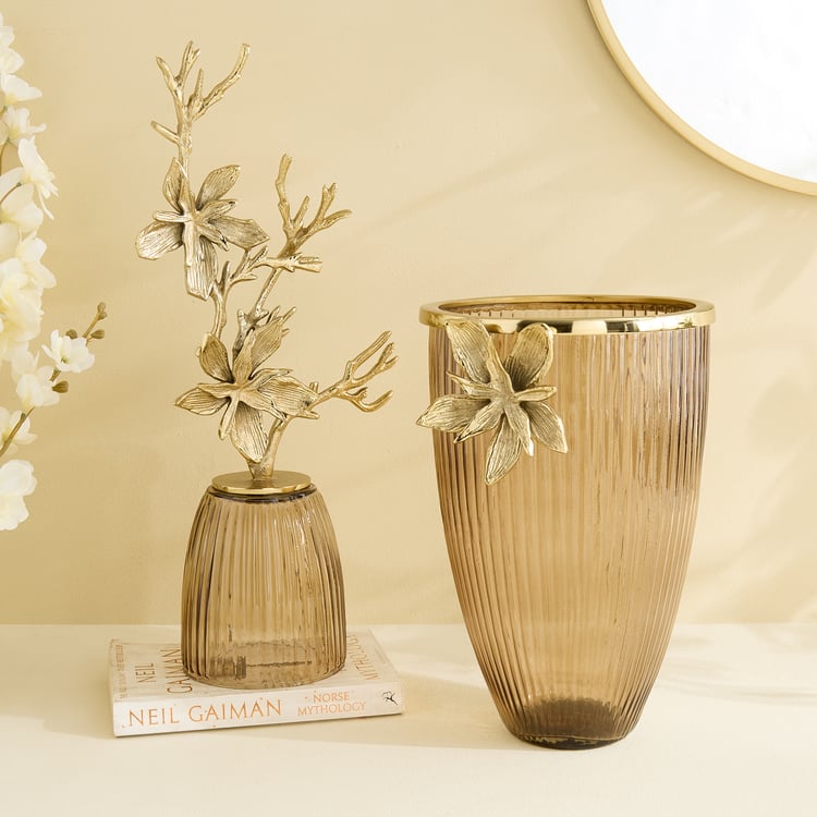 Brill Brew Glass Ribbed Floral Vase