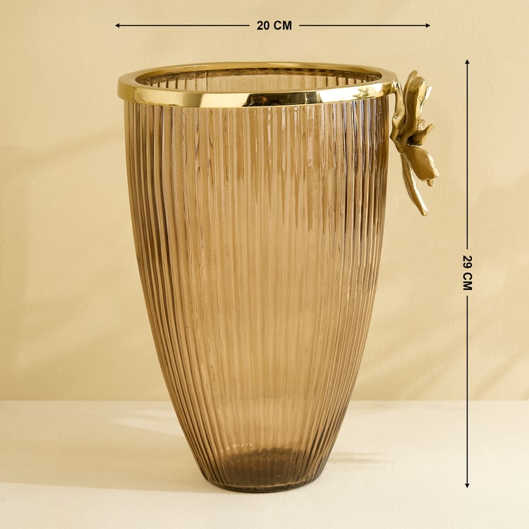 Brill Brew Glass Ribbed Floral Vase