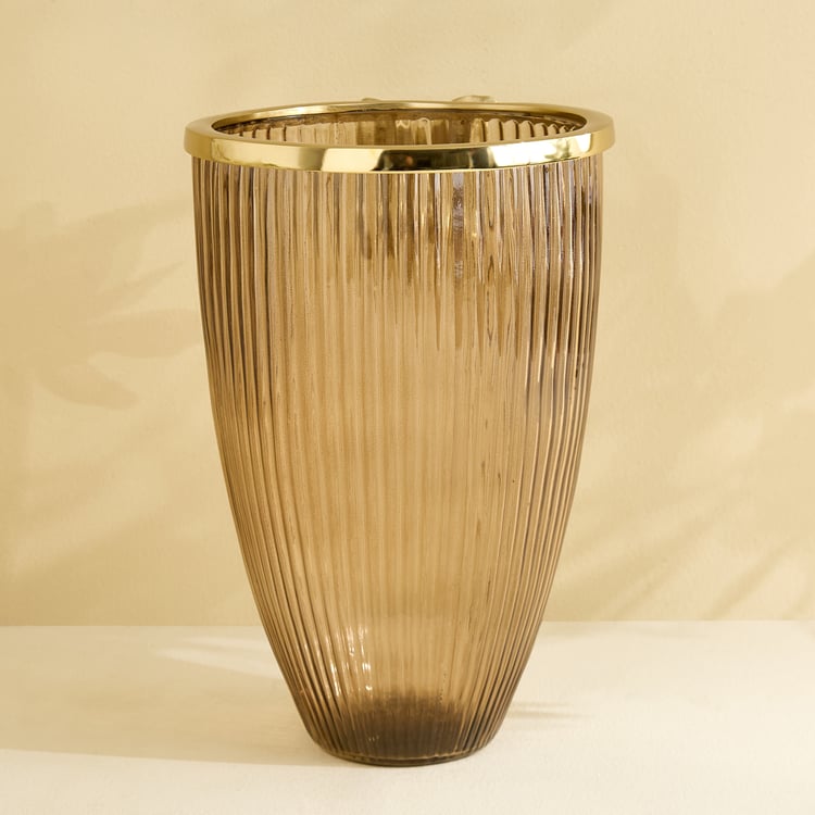 Brill Brew Glass Ribbed Floral Vase