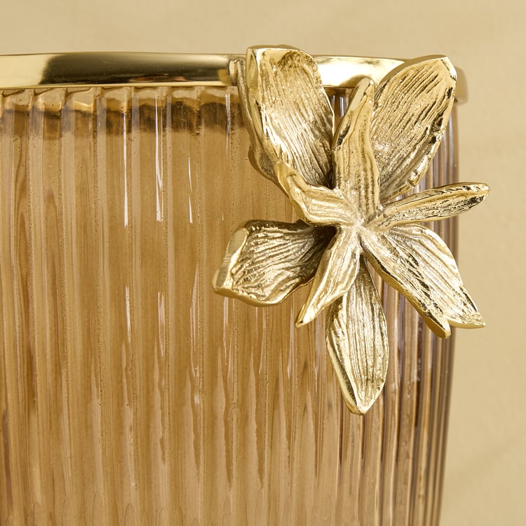 Brill Brew Glass Ribbed Floral Vase