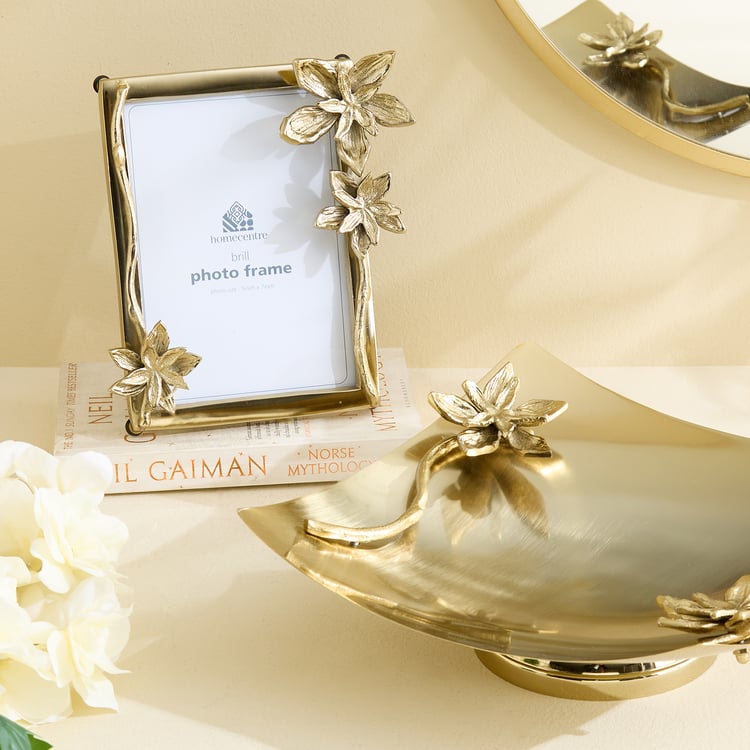 Brill Brew Metal Floral Pedestal Decorative Platter