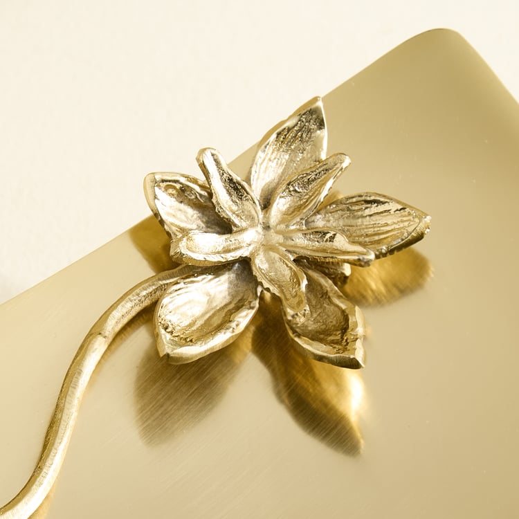 Brill Brew Metal Floral Pedestal Decorative Platter