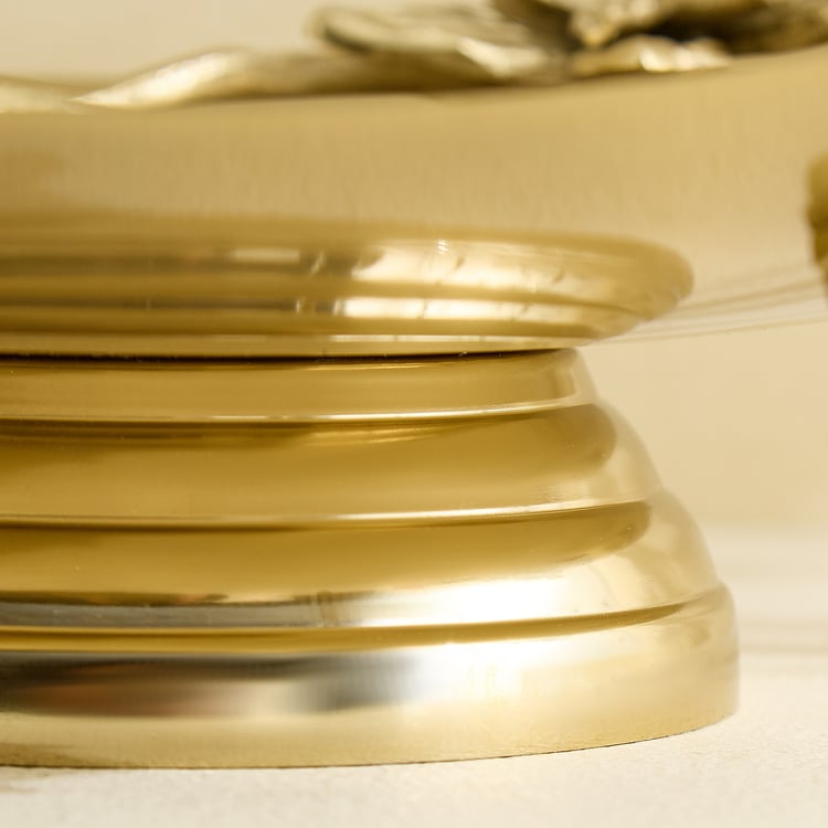 Brill Brew Metal Floral Pedestal Decorative Platter