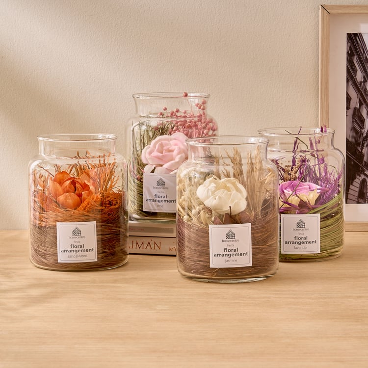 Fiesta Rose Potpourri Floral Arrangement in Glass Jar