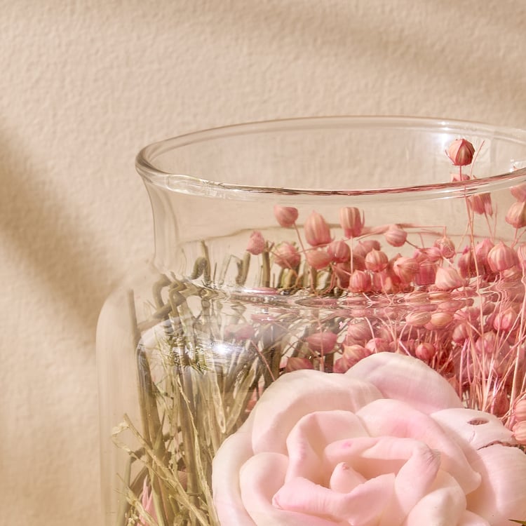 Fiesta Rose Potpourri Floral Arrangement in Glass Jar