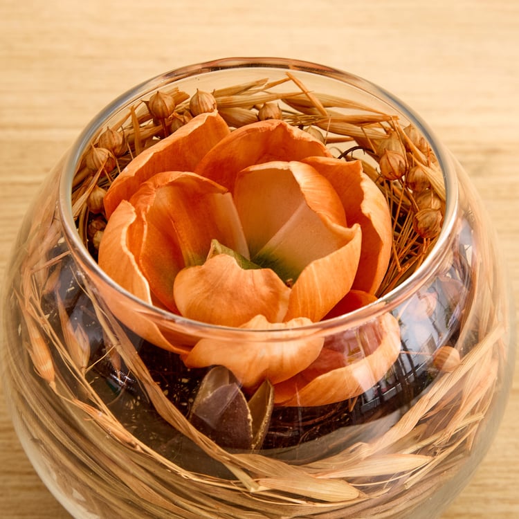 Fiesta Sandalwood Floral Potpourri Arrangement in Glass Jar
