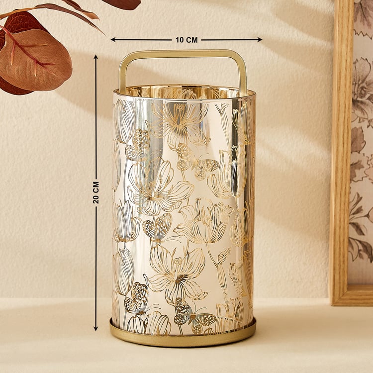 Wables Glen Ivy Glass Printed Hurricane Candle Holder