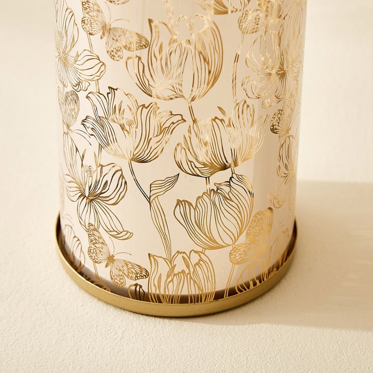 Wables Glen Ivy Glass Printed Hurricane Candle Holder