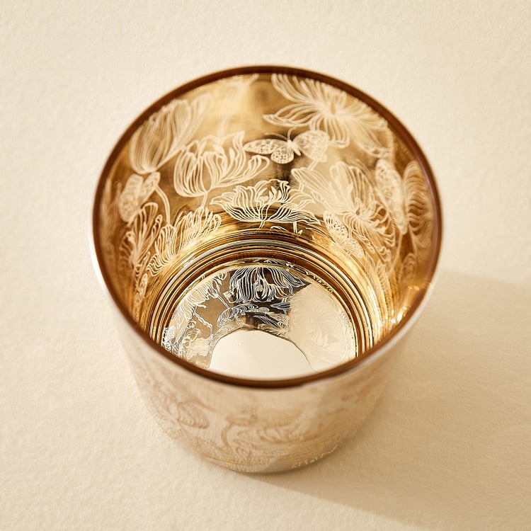 Wables Glen Ivy Set of 2 Glass Floral Pillar Candle Holders