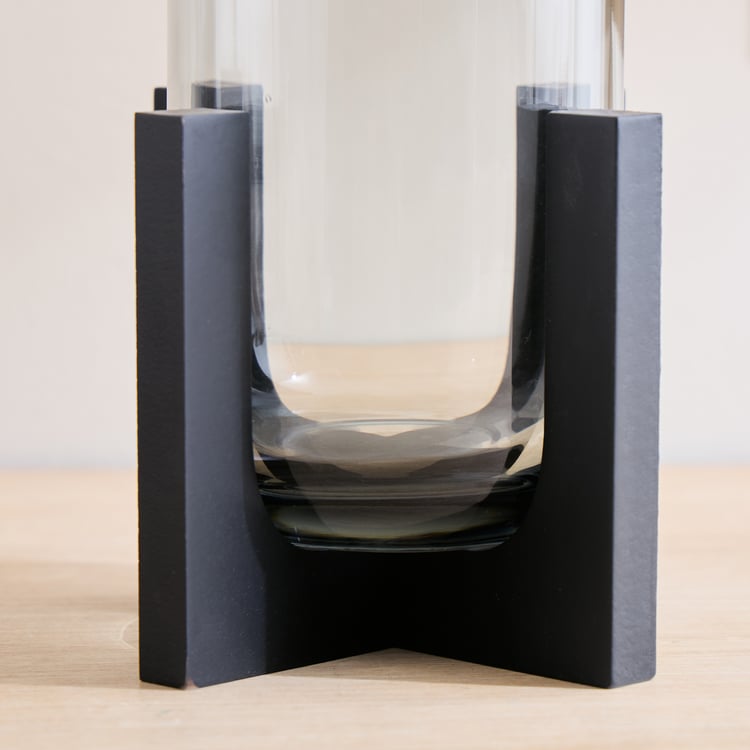 Alloy Demi Glass Vase with Wooden Base