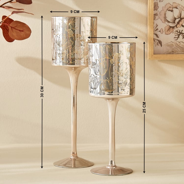 Wables Glen Ivy Set of 2 Glass Pedestal Candle Holders
