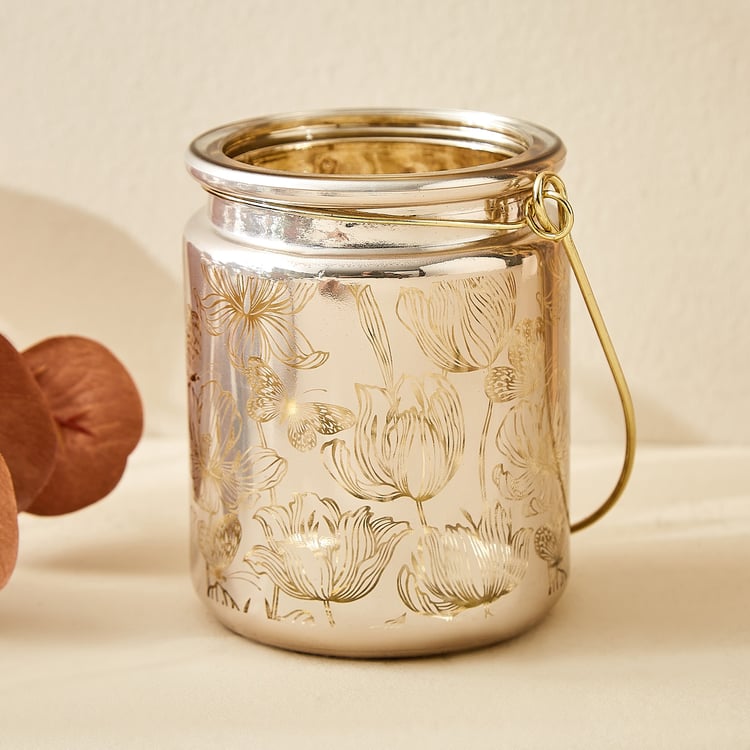 Wables Glen Ivy Glass Floral Lantern with Handle