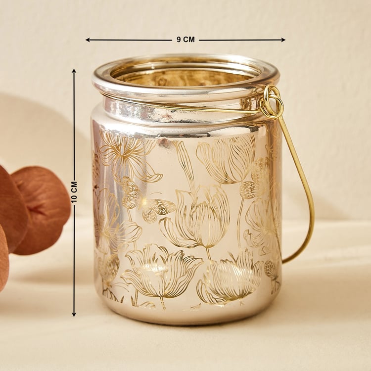 Wables Glen Ivy Glass Floral Lantern with Handle