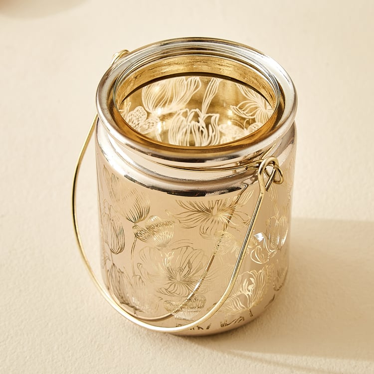 Wables Glen Ivy Glass Floral Lantern with Handle