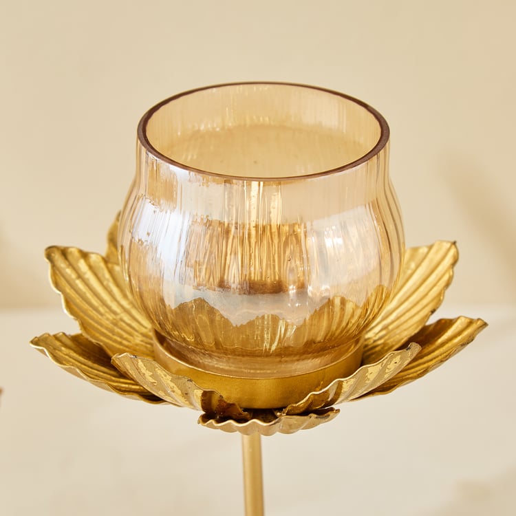 Rylee Raya Glass and Metal Fluted Multi Votive Candle Holder