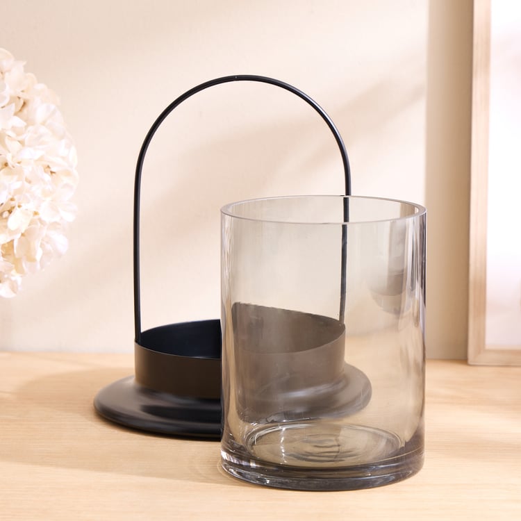 Alloy Demi Glass Hurricane Candle Holder