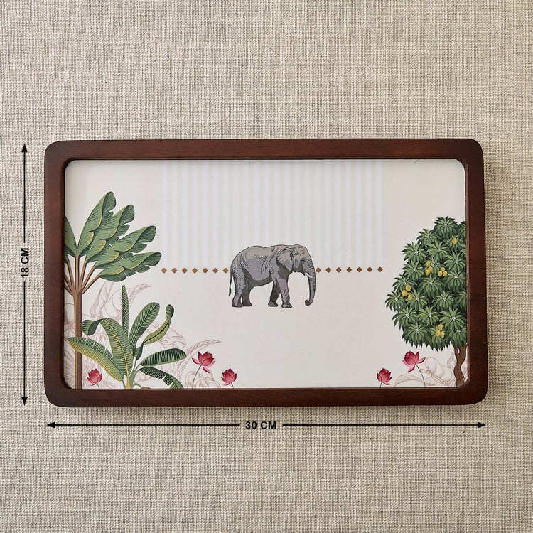 Niko Beacon Mango Wood Printed Serving Platter - 30x18cm