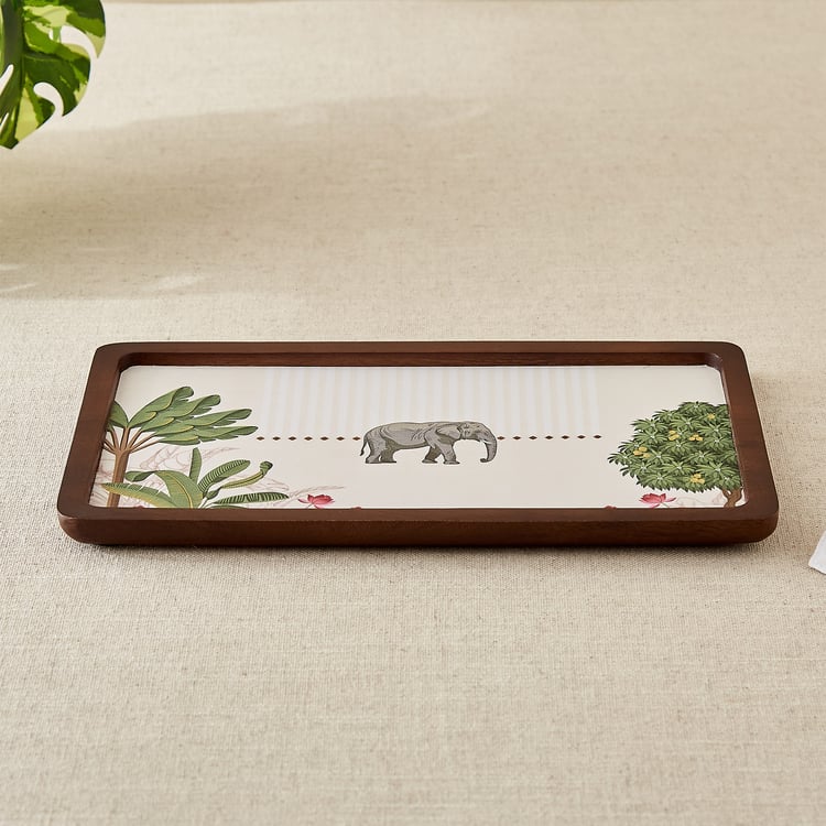 Niko Beacon Mango Wood Printed Serving Platter - 30x18cm