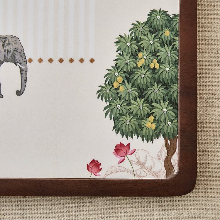 Niko Beacon Mango Wood Printed Serving Platter - 30x18cm