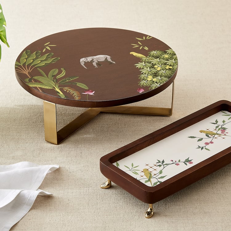 Niko Beacon Mango Wood Printed Serving Platter - 30x13x5cm