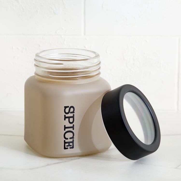 Stack Onyx Set of 3 Glass Spice Jars with Metal Stand - 300ml