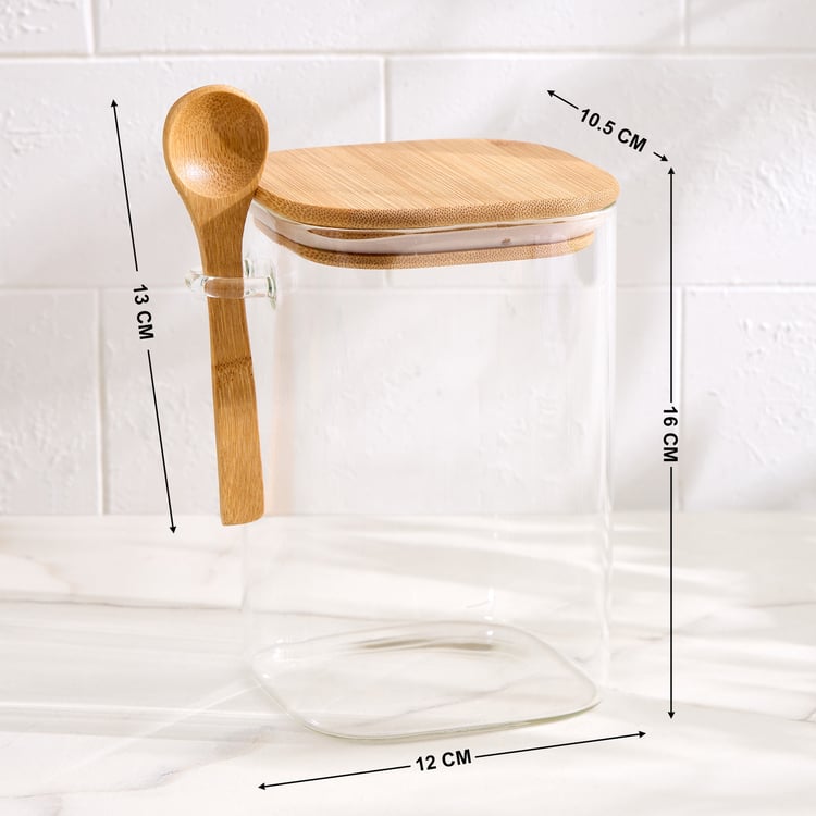 Regal Luxe Yorkshire Borosilicate Glass Jar with Spoon - 1.1L