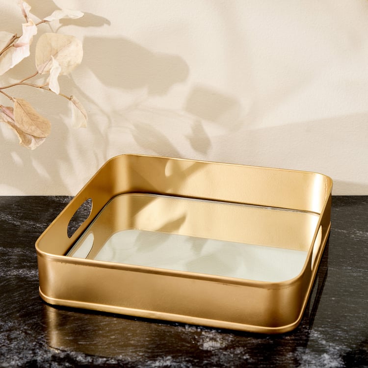 Brim Royale Altin Metal Decorative Mirror Tray