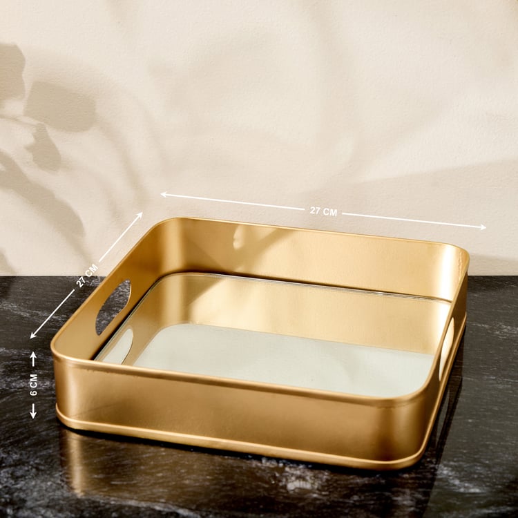 Brim Royale Altin Metal Decorative Mirror Tray
