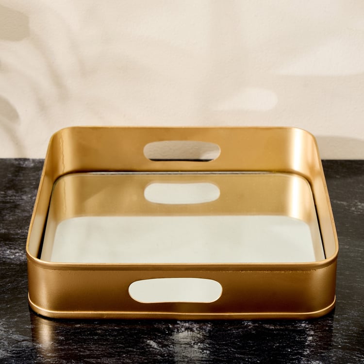 Brim Royale Altin Metal Decorative Mirror Tray