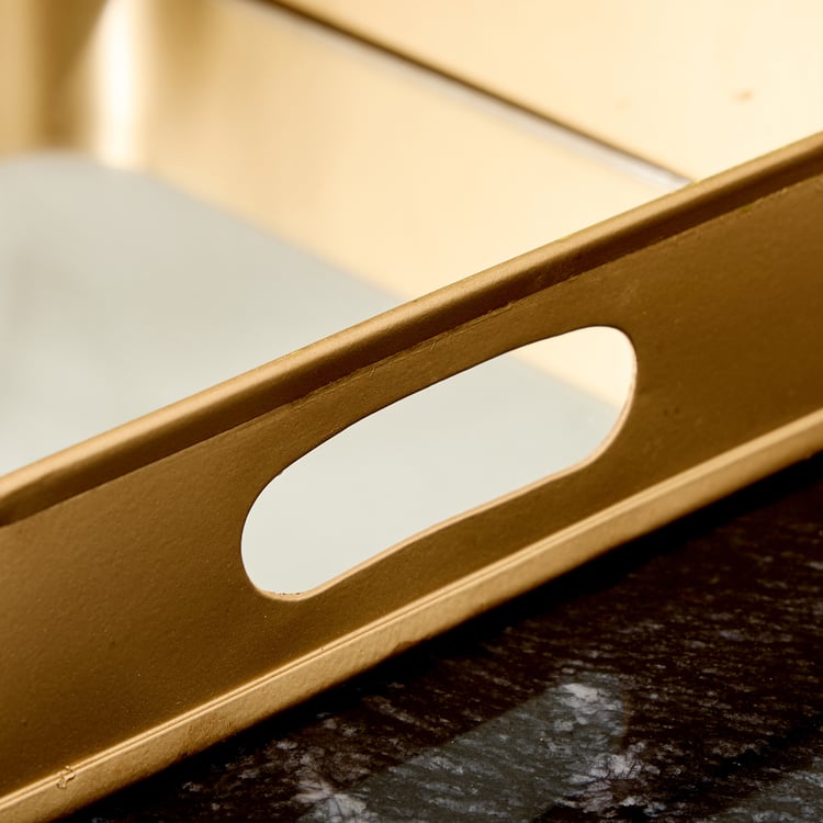 Brim Royale Altin Metal Decorative Mirror Tray