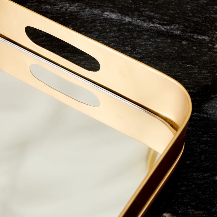 Brim Royale Altin Metal Decorative Mirror Tray