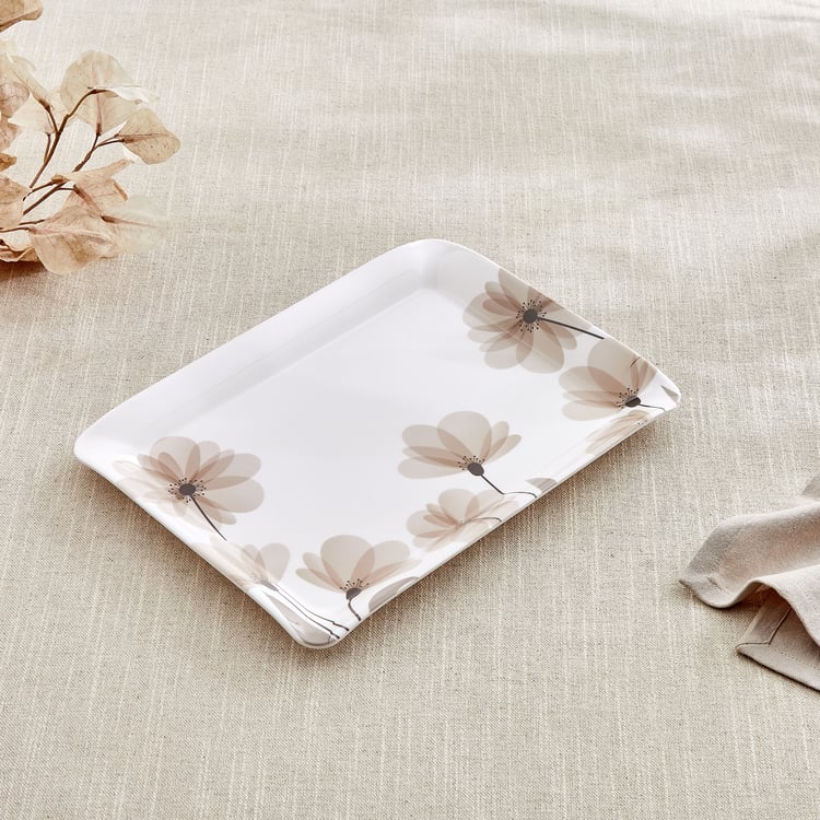 Meadows Monalisa Stylo Melamine Floral Print Serving Tray - 31x23cm