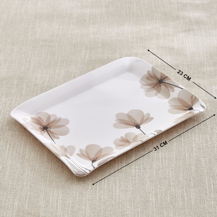 Meadows Monalisa Stylo Melamine Floral Print Serving Tray - 31x23cm