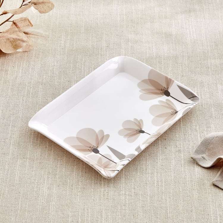 Meadows Monalisa Stylo Melamine Floral Print Serving Tray - 23.5x18cm