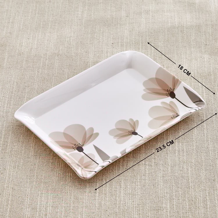 Meadows Monalisa Stylo Melamine Floral Print Serving Tray - 23.5x18cm