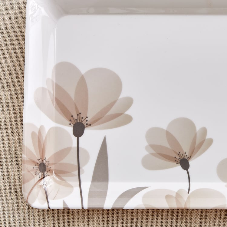 Meadows Monalisa Stylo Melamine Floral Print Serving Tray - 23.5x18cm