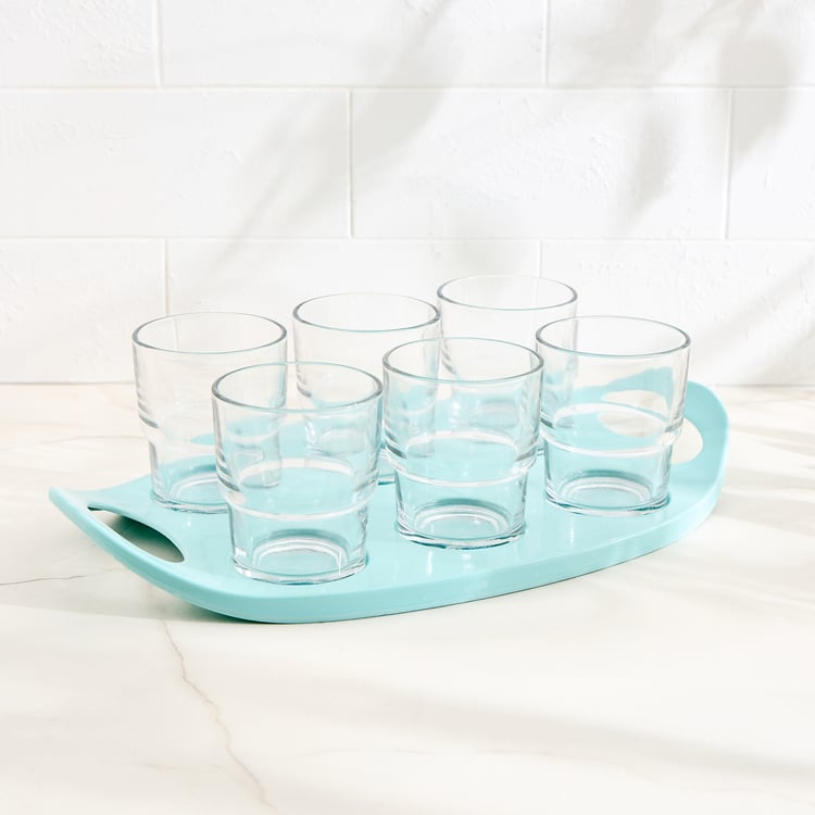 Tuscany Zinnia Set of 6 Juice Glass with Serving Tray - 150ml