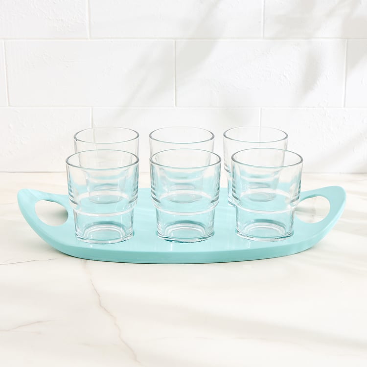 Tuscany Zinnia Set of 6 Juice Glass with Serving Tray - 150ml