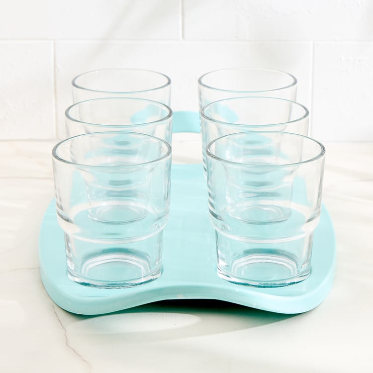Tuscany Zinnia Set of 6 Juice Glass with Serving Tray - 150ml