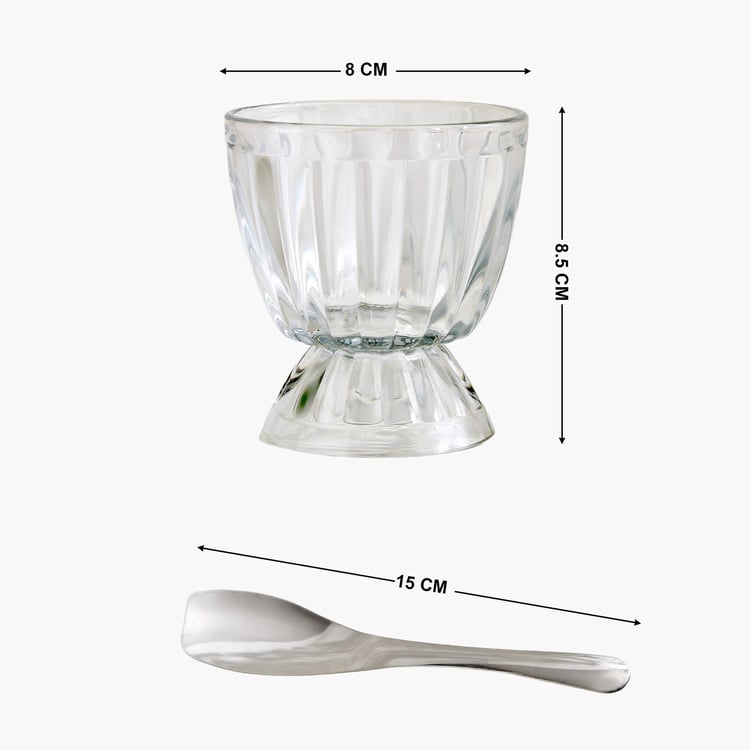 Tuscany Zinnia Set of 6 Glass Ice Cream Bowls with Spoons - 150ml