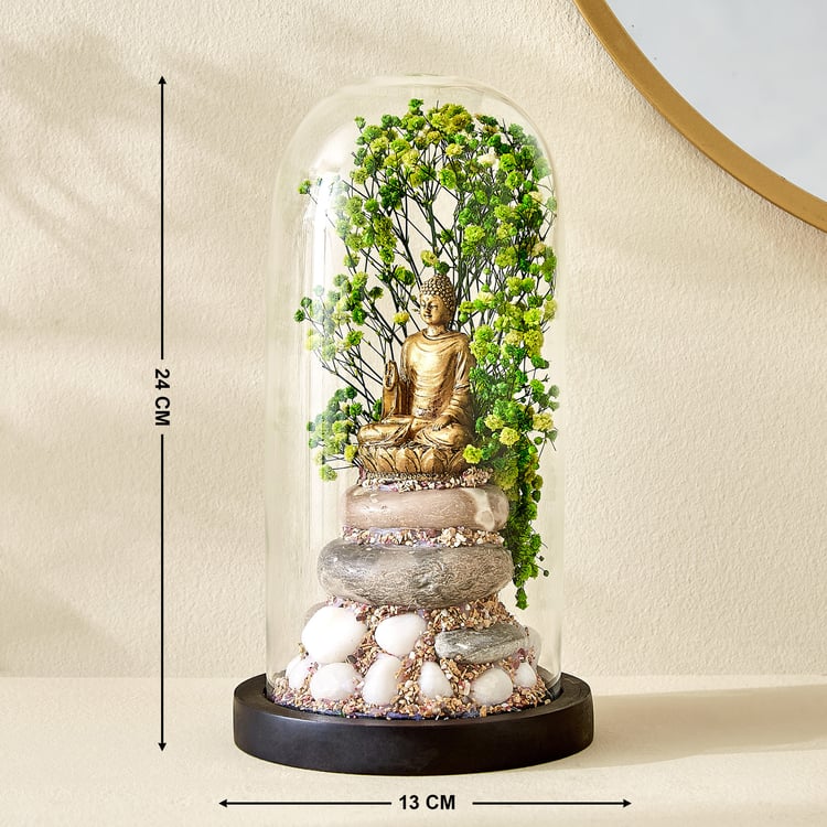 Haven Alba Glass Buddha in Dome Figurine