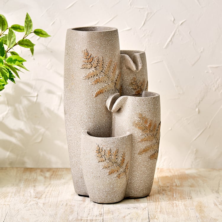 Alpine Cascade Polyresin Leaf Water Fountain - 20x17x35cm