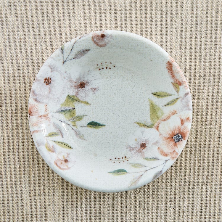 Elva Set of 2 Porcelain Floral Print Dip Bowls with Platter - 120ml